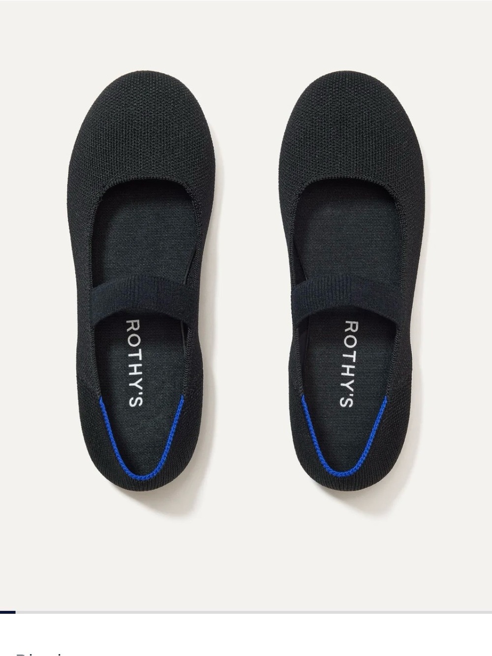 Rothy's Black Kids Mary Jane Flats with Blue Accent-Worn Once/no signs of wear!